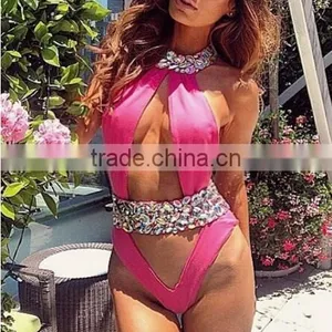 M860 Runwaylover2016 Ladies Sexy Dazzling Diamond Bikini One Piece Swimwear thumbnail-1