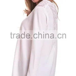 100%Polyester Long Sleeve Woman Blouse 2015,women Tank Tops in White thumbnail-5