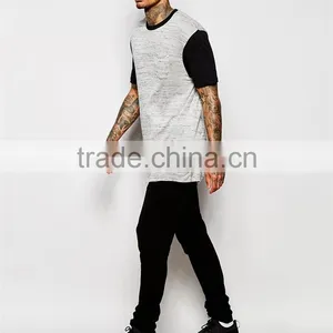 Shandao New Design Heather Cotton Longline Curved Hem Short Sleeve O-Neck Online Shopping India Tshirt thumbnail-5