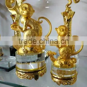 NEW Style High Quality Beautiful Gold Plated Monkey With Crystal Base For Business Gift thumbnail-4