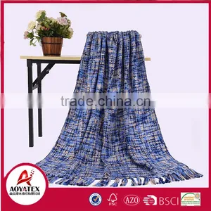 Cheap Factory Price Acrylic Hand Made Throw Knit Blanket thumbnail-1
