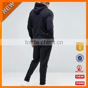Top Design Black Cotton Tracksuit/ Add You Logo Plain Tracksuit Sportswear H-1810 thumbnail-2