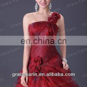 Grace Karin New Style of One Shoulder Red Floor Length Red Quinceanera Dresses CL2514 thumbnail-3