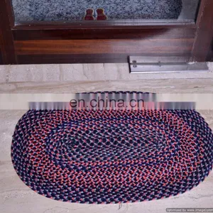 Designer Braided Floor Mat Embroidered Handmade Rug/Carpet Reversible Door Mat thumbnail-1