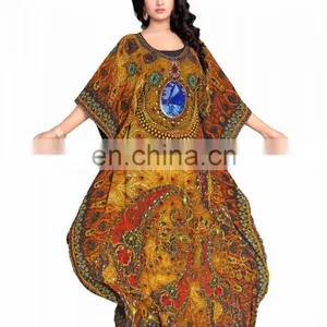 Brilliantly 3D Printed Straight Floor Length Georgette Kurta Kaftan / Free Size Kaftan (kaftan Dress) thumbnail-1