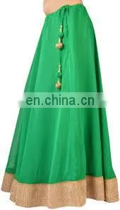 Indian Georgette Gotta Patti Lehenga Skirt For Navratri With Tassel Gyspy Bohemian Belly Dance Hippie Boho Skirts Wholesale thumbnail-1
