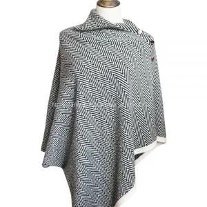 Herringbone Cashmere Poncho (TMM-004) thumbnail-1
