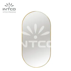 Aluminum Frame Wall Mirror, Pill Shaped Wall Mirror, Metal Frame Bathroom Mirror thumbnail-3