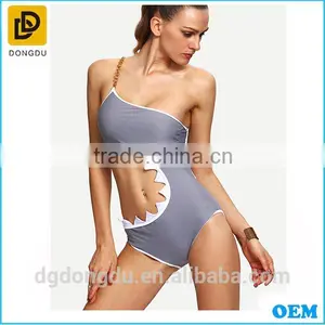 China Wholesale Cheap One Shoulder Design Cutout One-Piece Swimwear thumbnail-1
