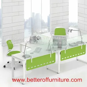 Two Person Glass Divider Office Workstation Desk Set thumbnail-2