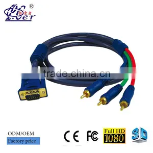 High Quality Gold Plated Vga to 3RCA Component Cable, Vga to av Cable thumbnail-1