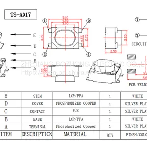 BZCN 3*4 TS-A017 Factory Direct Sale High Performance Tact Switches thumbnail-3