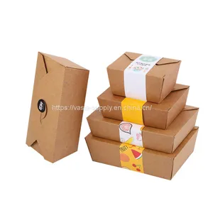 Eco Friendly Kraft Paper Bento Box Takeaway Food Packaging Disposable Containers thumbnail-1