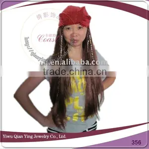 Fancy Dress Fake Synthetic Hair Hat Wigs With Beads thumbnail-1