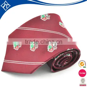 Red Black Slim 100% Polyester Necktie With Custom Logo Design thumbnail-1