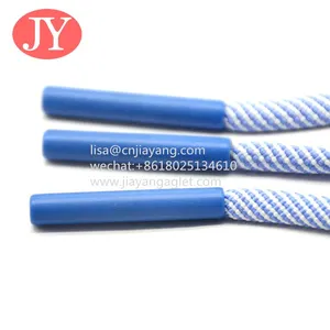 Blue Plastic Aglet Round Polyester Drawstring Lace Aglet Plastic Shoelace Aglet Tipping thumbnail-3
