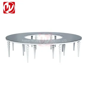Cheap White MDF Top Banquet Round Table White Legs Wedding Serpentine Half-Moon Event Rental Dining Table thumbnail-4