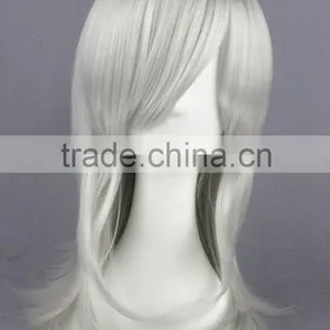 High Quality 55cm Medium Curly Nabari no Ou Wig Kurookano Shijima Silver White Wig Synthetic Anime Wig Cosplay Hair Wigs thumbnail-3