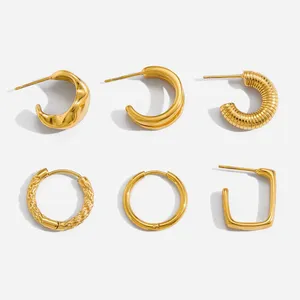 Non-Tarnish 18K Gold Plated Earrings - Stainless Steel Fashion Jewelry for Women thumbnail-4