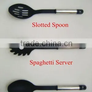 Passing SGS Senior 7-pieces Black Nylon Kitchen Utensil Set With Stainless Steel Hollow Handle and Metal Stand 001A thumbnail-3
