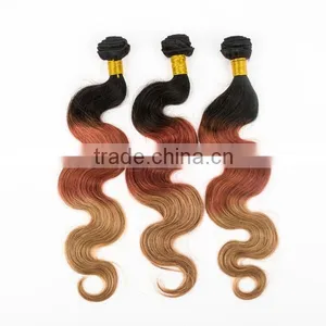 Body Wave Three Different Color Hair Weaves Sew in Human Hair Weave Ombre Hair Brazilian Ombre Weave Hair thumbnail-1