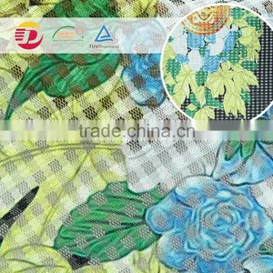 Top Quality Green Plant 100% Polyester Print Lace Fabric for Curtain thumbnail-1
