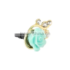 Rose Flower 3D Crystal Bead Pearl Anti Dust Plug Charms For 3.5mm Phone For Apple4 4S 5 For Samsung Galaxy S3 S4 For HTC thumbnail-6