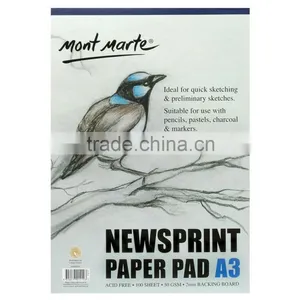 Mont Marte Newsprint Paper Pad 50gsm 100 Sheet A3/ A4 thumbnail-1