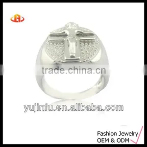 Top Design Plain Silver Ring Jusus Ring Men's Ring thumbnail-1