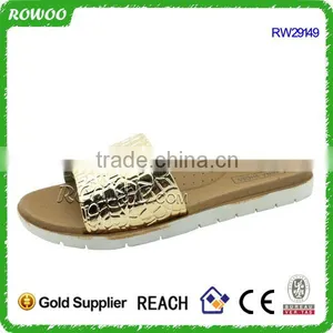 Lady Comfort Gold Patent Metallic PU Rubber Slippers,Sandals and Slipper,Flip Flops thumbnail-1