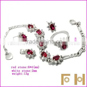 FH-T168 Ruby Silver Jewelry Set thumbnail-1