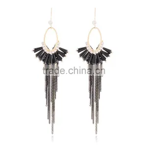 2016 A-bomb Wholesale Fashionable Golden Beaded Tassel Earrings thumbnail-3