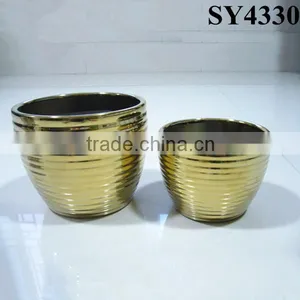 Hotsale Silver Round Ceramic Indoor Flower Pot Wholesale thumbnail-4