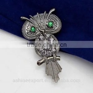 Cute Animal Series-trendy Antiquegold Owl Rhinestone Brooch/handmade Rhinestone Brooch thumbnail-1