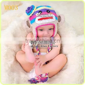 Baby Crochet Beanie Monkey Hats Crochet Pattern Infant Caps thumbnail-5