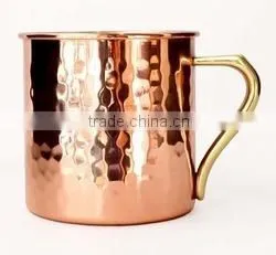 Pure Copper Hammered BeStraight Smooth Copper Beer Mugs With Riveted Handle, Copper Drinking Mugs With Rivet Handle, 16 oz Strai thumbnail-1