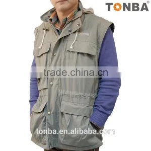 New Design Cotton Photography Camera Vest for Hiking and Trekking Hooded Vest Jacket -Black ,Light Grey thumbnail-1