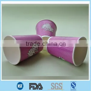 Hig Quality With Low Price Ripple Paper Cups/12oz Ripple Paper Cups/Striped Paper Double Wall Cups With Lids thumbnail-1