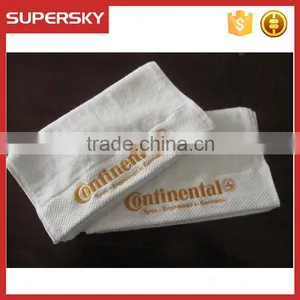 C1186 White 16s Looped Pile Soft 100% Cotton Satin Embroidery Logo Hotel Towel Face Towel thumbnail-1