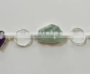 Amethyst & Aquamarine Rough 925 Sterling Silver Bracelet, Designer Sterling Silver Jewelry, 925 Designer Jewelry thumbnail-1