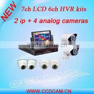 New HDMI 7" 6ch LCD Screen HVR Kit With 2 ip Cameras and 4 Analog Cameras thumbnail-1