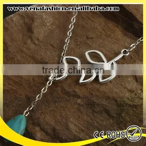 Leaf Water Drop Bead Thick Chain Silver Necklace Designs thumbnail-3