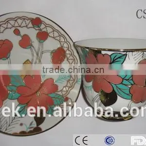 Flower Decorate Custom Printed Ceramic Tea Cup and Saucer thumbnail-5