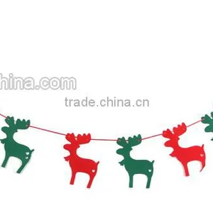 Mixed Color Christmas Santa Claus and Deer Non-woven Christmas Pull Flags Tree Holiday Party Hanging Decorations Ornament thumbnail-3