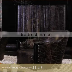 JS01 Sectional Sofa Full Grain Leather Sofa Black Crocodile Pattern in the Living Room-JL&C Luxury Home Furniture thumbnail-1