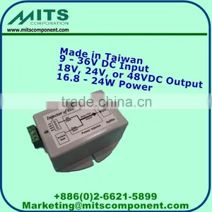 MITS DC Input One Port Standard POE Injector - 9 - 36VDC Input, 18V, 24V, 48V Output, 16.8 - 24W Power, for AP, IP Cam, IP Phone thumbnail-1