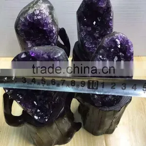 Natural Rock 4 Pcs Amethyst Geodes Uruguay Crystal Ornaments On Sale thumbnail-3