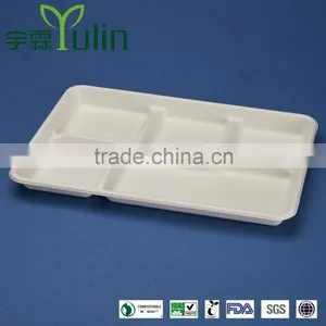 TY-06 12"x8" 5 Compartments Disposable Food Sugercane Tray thumbnail-1