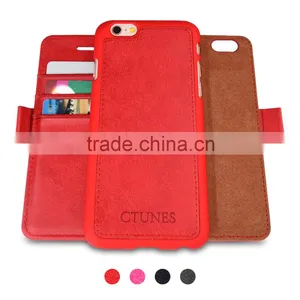 C&T Genuine PU Leather Wallet Folio Flip Cell Phone Case Detachable Magnetic Case For IPhone 7 thumbnail-1