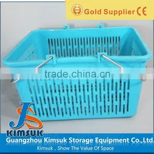 Supermarket Plastic Storage Shopping Basket With Logo Handles thumbnail-1